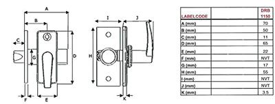 Dulimex | Insteekgrendel met sluitpot lengte 70 mm | Zilvergrijs