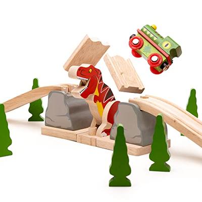 Bigjigs houten rails barstende brug t-rex dino, 7dlg.