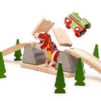 Bigjigs houten rails barstende brug t-rex dino, 7dlg. - thumbnail