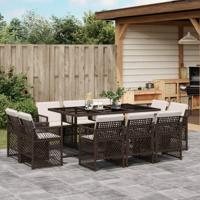 11-delige Tuinset met kussens poly rattan bruin - thumbnail