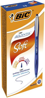 Pen Bic Atlantis Soft 12 Stuks Blauw 1 mm