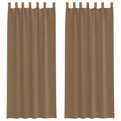 Gordijnen voile met lussen 2 st 140x260 cm lichtbruin Gordijnen voile met lussen 2 st 140x260 cm lichtbruin