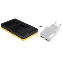 Duo lader voor 2 camera accu's Canon LP-E17 + handige 2 poorts USB 230V adapter - thumbnail