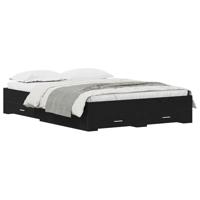 Bedframe met lades Zwart eiken 160 x 200 cm Bewerkt hout - thumbnail