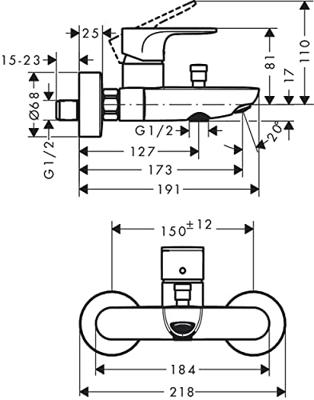 Hansgrohe Badmengkraan Opbouw Rebris S Eengreeps Chroom Hansgrohe Badmengkraan Opbouw Rebris S Eengreeps Chroom