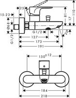 Hansgrohe Badmengkraan Opbouw Rebris S Eengreeps Chroom - thumbnail