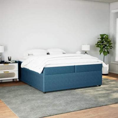 Boxspring met matras fluweel donkerblauw 200x200 cm
