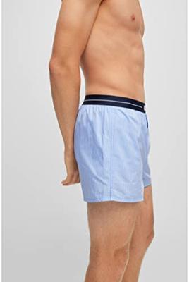 Hugo Boss Boxers wijd 2-pack streep-ruit blue Hugo Boss Boxers wijd 2-pack streep-ruit blue