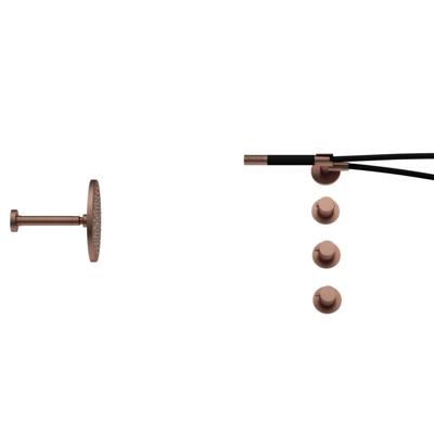 Hotbath Cobber - CB7067 - Inbouw Regendoucheset - Geborsteld Koper PVD - 2 Stopkranen - Thermostatisch - Plafondbuis 15 cm - Hoofddouche 200 mm - Staafhanddouche - Waterbesparend