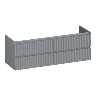 Brauer Joy Wavy - Onderkast - 140 cm - met 4 Softclose Lades Greeploos en 2 Sifon Uitsparingen - Mat Grijs