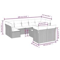 10-delige Loungeset met kussens poly rattan beige - thumbnail