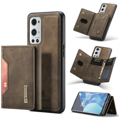 For OnePlus 9 Pro DG.MING M2 Series 3-Fold Multi Card Bag + Magnetic Back Cover Shockproof Case with Wallet & Holder Function(Coffee)