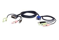 ATEN KVM Aansluitkabel [1x VGA-stekker, USB-A 2.0 stekker, Jackplug male 3,5 mm - 1x USB 2.0 bus B, Jackplug male 3,5 mm, DVI-stekker 18+5-polig] 3.00 m Zwart - thumbnail