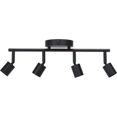 LED Plafondspot 4-lichts GU10 Mat Zwart Aluminium Rechthoek