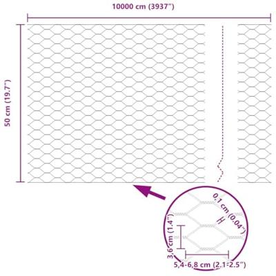 VidaXL Hexagon hek groen 0,5 x 100 m pvc