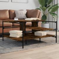 Salontafel 100x100x48,5 cm bewerkt hout gerookt eikenkleurig - thumbnail