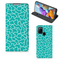 Samsung Galaxy A21s Bookcase Cracks Blue - thumbnail