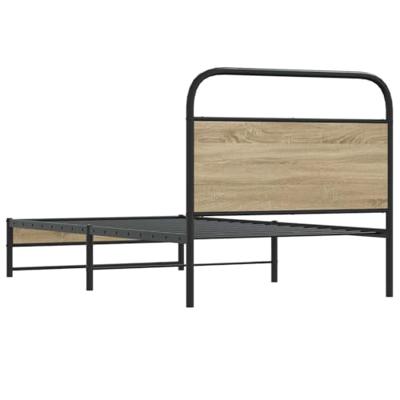 Bedframe zonder matras bewerkt hout gerookt eiken 90x190 cm Bedframe zonder matras bewerkt hout gerookt eiken 90x190 cm