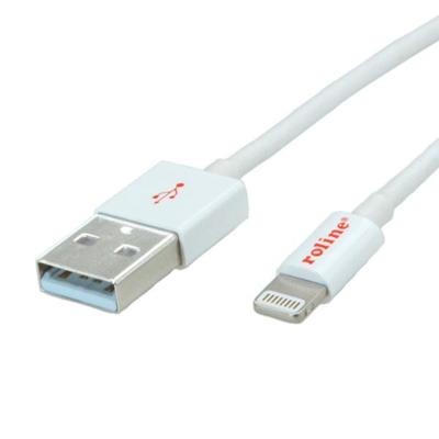 ROLINE 8pin naar USB 2.0 kabel voor iPhone, iPod, iPad, wit, 1,8 m
