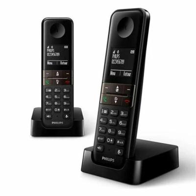 Philips D4701B/34-2 draadloze vaste telefoon, 16 uur gesprekstijd, achtergrondverlichting, HQ-geluid, handsfree, beller-ID, Agenda 50 namen en nummer, zwart (compatibel: ES, IT, FR)