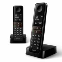 Philips D4701B/34-2 draadloze vaste telefoon, 16 uur gesprekstijd, achtergrondverlichting, HQ-geluid, handsfree, beller-ID, Agenda 50 namen en nummer, zwart (compatibel: ES, IT, FR) - thumbnail