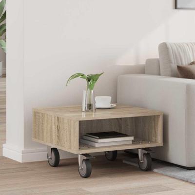Bijzettafel met wielen Sonoma Eiken 50 x 50 x 30 cm Bijzettafel met wielen Sonoma Eiken 50 x 50 x 30 cm