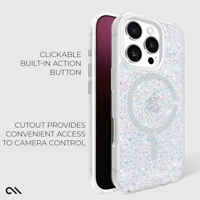 Case-Mate Twinkle Backcover Apple iPhone 16 Pro Glittereffect Inductieve lading, MagSafe compatible