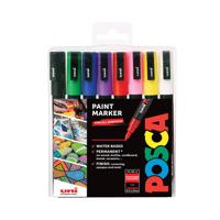 Uni POSCA paintmarker PC-3M, 1,5 mm, Etui van 8 markers in geassorteerde basiskleuren - thumbnail