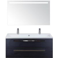 Seville Badmeubelset 120 cm - 2 Laden Black Oak - Wastafel Djazz Enkel 2 Kraangaten met Sence Spiegel - thumbnail