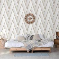 DUTCH WALLCOVERINGS behang geometric wit en goudkleurig - thumbnail