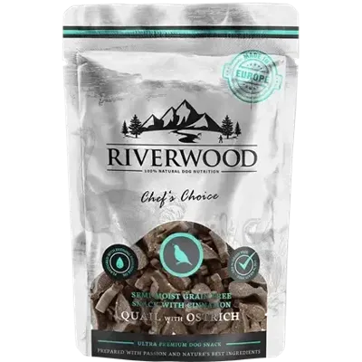 Riverwood Hondensnack kwartel / struisvogel 200g