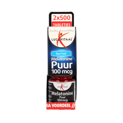 Lucovitaal Melatonine duo 0.1mg 2 x 500 tabletten 1000 Tabletten Lucovitaal Melatonine duo 0.1mg 2 x 500 tabletten 1000 Tabletten