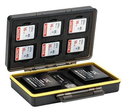 JJC BC-3NPW126 multifunctionele batterij case voor Fujifilm NP-W126/W126S accu's met ruimte voor 6 SD kaarten