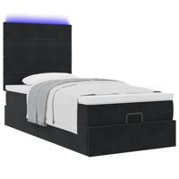 Ottoman bed met matrassen en LED's 90x190cm fluweel zwart - thumbnail