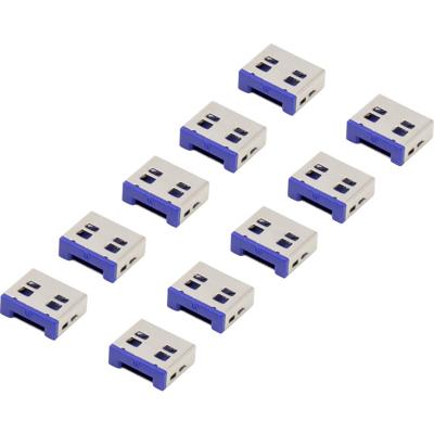Renkforce USB-A-poortslot RF-4695230 Set van 10 stuks Zilver-blauw RF-4695230