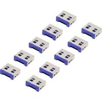 Renkforce USB-A-poortslot RF-4695230 Set van 10 stuks Zilver-blauw RF-4695230 - thumbnail