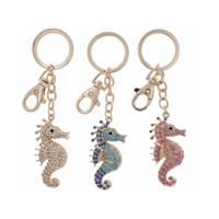 Sleutelhanger zeepaard strasssteentjes - thumbnail