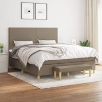 Boxspring met matras stof taupe 160x200 cm - thumbnail