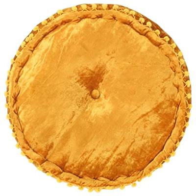 Poef rond 40x20 cm fluweel mosterdkleurig Poef rond 40x20 cm fluweel mosterdkleurig