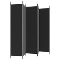 Kamerscherm met 5 panelen 250x220 cm stof zwart - thumbnail