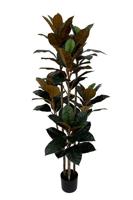Rubberboom kunstplant 160 cm - Ficus elastica met 3 stammen - thumbnail