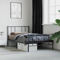 Bedframe met hoofd- en voeteneinde metaal zwart 100x190 cm - thumbnail