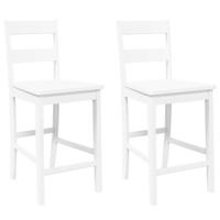 Barkrukken 2 st massief hout rubber wit - thumbnail