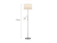 Trio Vloer LeeslampHotel 2-lichts metaalgrijs met witte kap - 403900201 - thumbnail