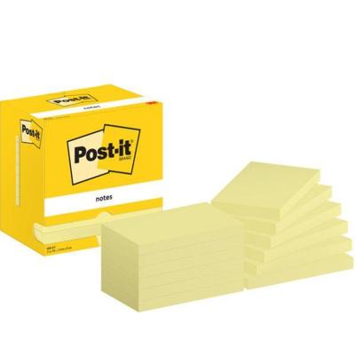 Post-It Notes, 100 vel, ft 76 x 127 mm, geel, pak van 12 blokken