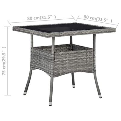 Tuintafel poly rattan en glas grijs Tuintafel poly rattan en glas grijs