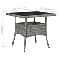 Tuintafel poly rattan en glas grijs - thumbnail