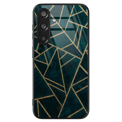Samsung Galaxy S24 glazen hardcase - Green shapes Samsung Galaxy S24 glazen hardcase - Green shapes