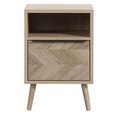 Nachtkastje Lusk - 1 lade - eikenkleur - Leen Bakker