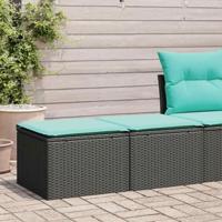2-delige Loungeset met kussens poly rattan acacia zwart - thumbnail